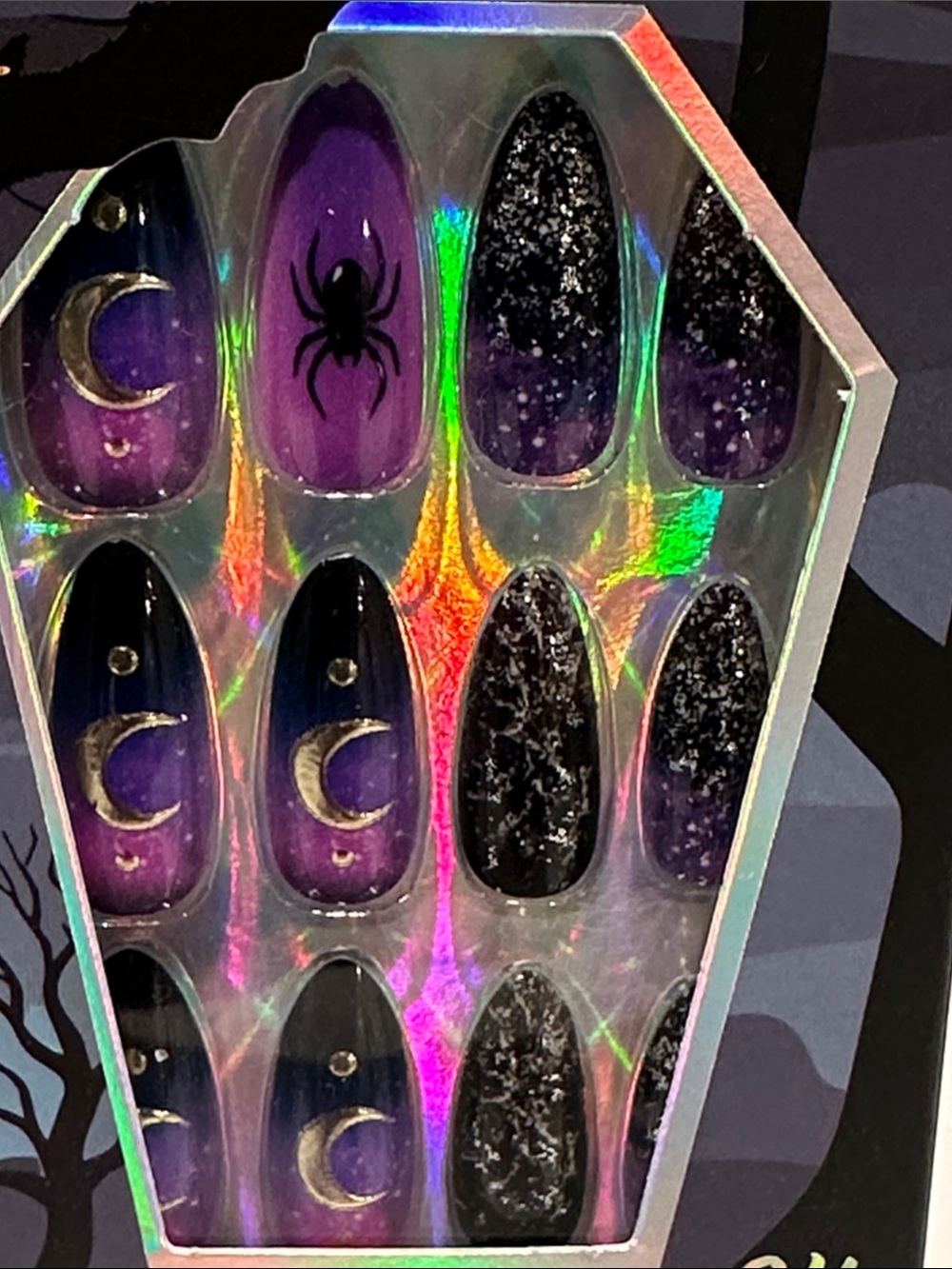 Poshmellow Spellbound Celestial Coven 24 Set Creepy Nail Collection w/Adhesive.